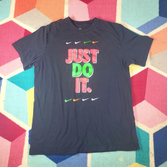 Nike THE NIKE TEE Just Do It Black T-Shirt Mens Size L - Picture 1 of 5